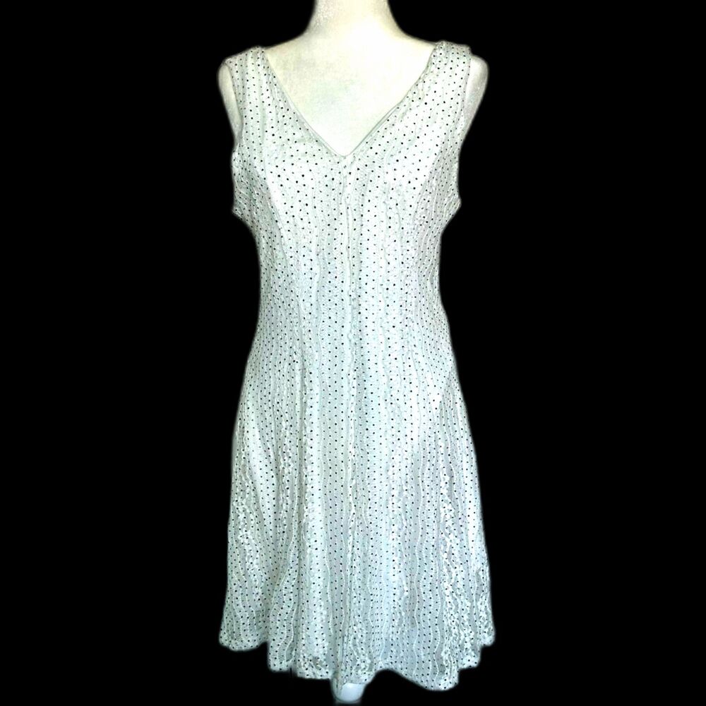NWT Ember Brand Chiffon Sundress White with Black Dots Women's Size Large